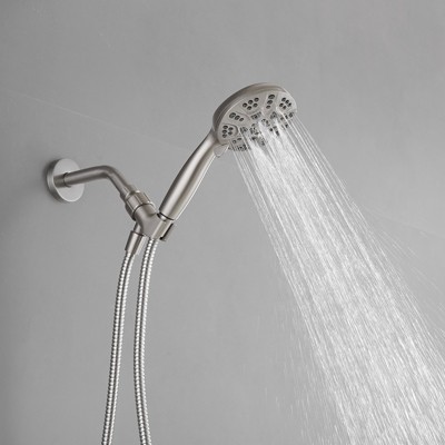 Brushed Nickel Single-Handle 6-Spray Shower Faucet Set with Handheld Shower Head