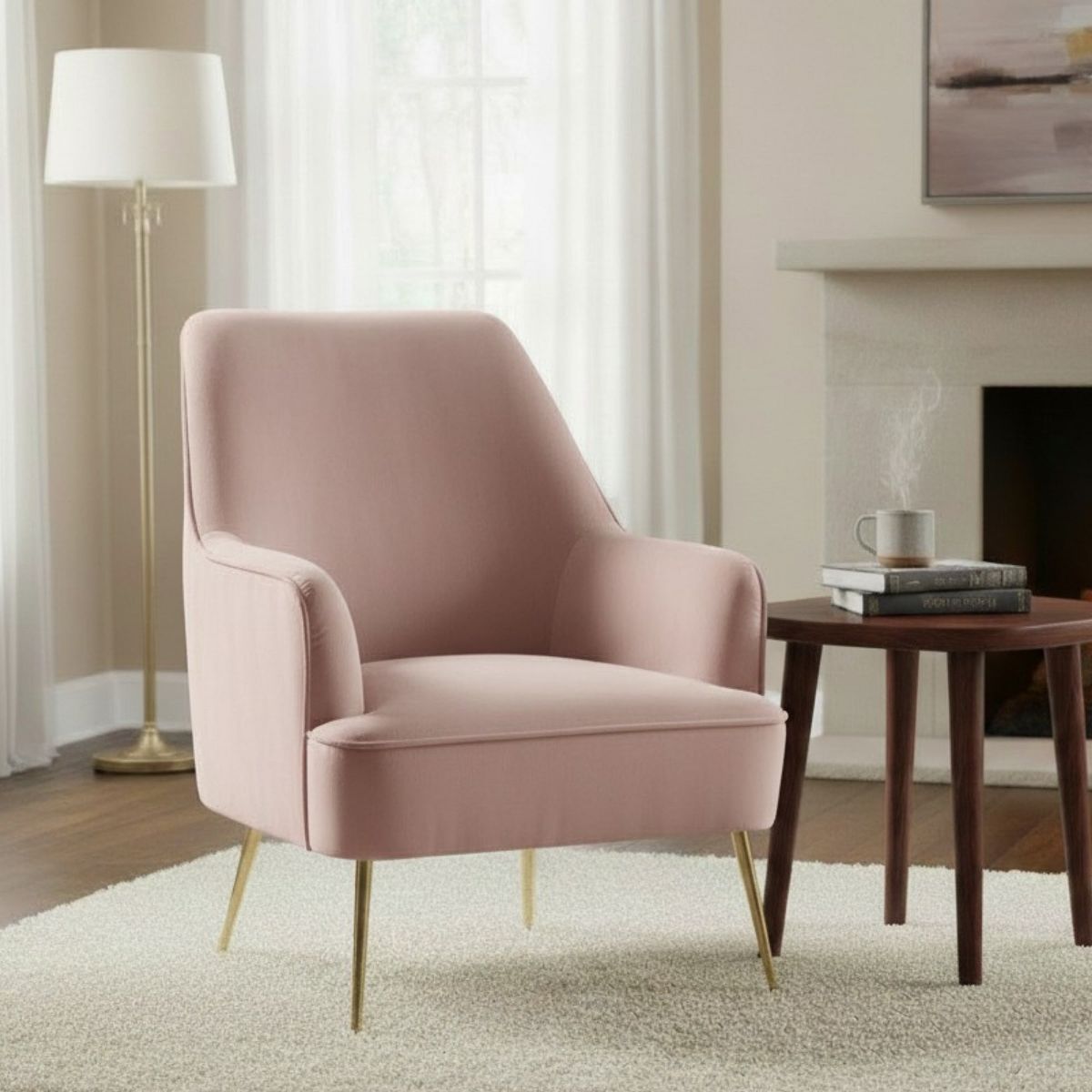 Rebecca Velvet Leisure Chair in Pink | Alpine Furniture