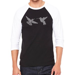 LA Pop Art Hummingbirds - Men's Raglan Baseball Word Art T-Shirt - 1 of 4