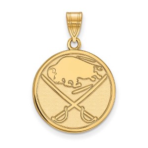 Black Bow Jewelry 14k Yellow Gold Plated Sterling Silver Buffalo Sabres NHL Large Pendant - 1 of 3