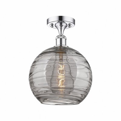 Athens Deco Swirl - 1 Light Semi-Flush Mount In Industrial Style-15 Inches Tall and 10 Inches Wide