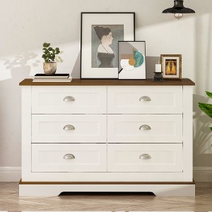 Dressers & Chests Of Drawers, Chest Of Drawers With 6 Drawers, Metal Handle, Scratch Resistant Waterproof Sideboard Console Table For Bedroom - 1 of 4