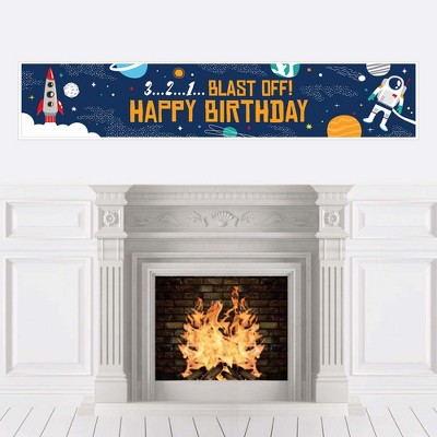 Big Dot of Happiness Blast Off to Outer Space - Rocket Ship Happy Birthday Decorations Party Banner