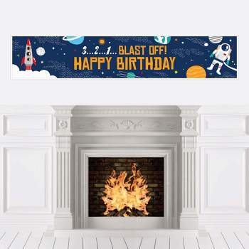 Big Dot of Happiness Blast Off to Outer Space - Rocket Ship Happy Birthday Decorations Party Banner