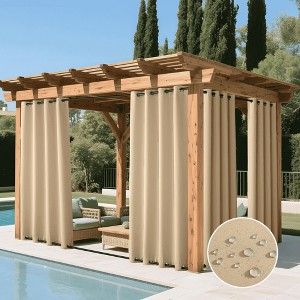 NICETOWN Outdoor Patio Top & Bottom Grommet Curtains Windproof Blackout Insulated 2 Panel - 1 of 4