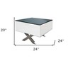 HomeRoots 20" Black And White Mirrored Glass Square Cross Legs End Table - 3 of 4