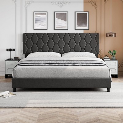 Twin Bed Frame, Twin Size Upholstered Bed Frame, Twin Size Heavy-Duty Platform Bed Frame