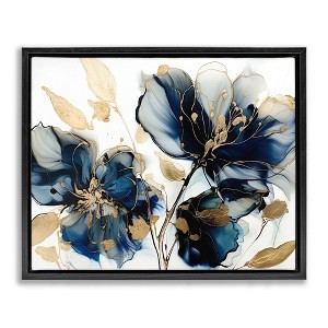 Stupell Industries Blue Swirling Modern Flowers Floating Frame Canvas Art - 1 of 4