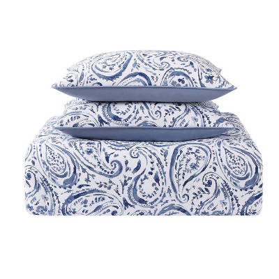 Twin White Cotton Paisley Comforter Set
