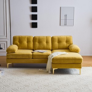 83" Modern Velvet Upholstered Sectional Sofas Couch-ModernLuxe - 1 of 4