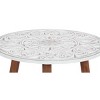 Olivia & May Carved Wooden Accent Table White: Round, Splayed Legs, Contemporary Design - 3 of 3