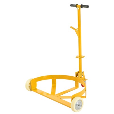VisioGear 55 Gallon Drum Dolly with 2 fixed PU Wheels and 1 Swivel Wheel, Oil Barrel Drum Roller Hand Cart, Yellow, 30.5"*24.61"*38.4"