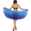 LA LEELA Women's Summer Chiffon Sarongs Short Beach Swimsuit Coverup Sheer Bikini Cover Up Wrap Skirt One Size Short Blue, Solid - 4 of 4