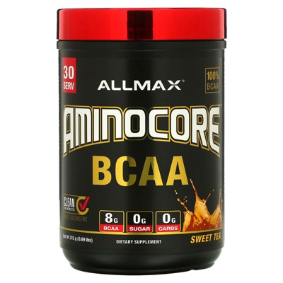 ALLMAX AMINOCORE BCAA, Sweet Tea - 315 g Powder - 8.18 Grams of BCAAs Per Serving - with B Vitamins - No Fillers or Non-BCAA Aminos - Sugar Free - 30
