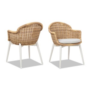 Jennifer Taylor Home Santorini 19" Wicker Back Outdoor Patio Dining Chair, Set of 2, Wheat Beige Axroma Olefin - 1 of 4