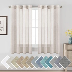 Natural Linen Blended Semi-Sheer Curtains Privacy Assured with Nickel Grommet for Living Room - 1 of 4