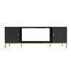 70" Wood Heavy Duty TV Stand with Cabinet Storage, Open Shelves, Modern Design, and Metal Legs for Living Room - 2 of 4