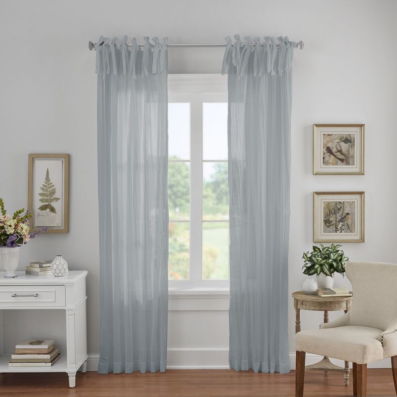 Jolie Semi-Sheer Tie Top Single Window Curtain Panel - Elrene Home Fashions, 1 of 5