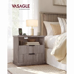 Nightstand with Charging Station - Bedside Table with 2 Drawers & Open Shelf, 2 AC Outlets & 2 USB Ports - 1 of 4