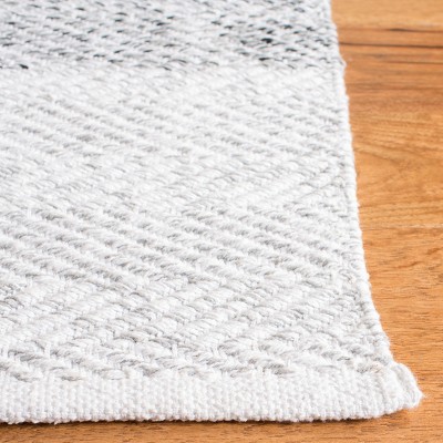 Ivory and Charcoal Hand-Tufted Cotton Rectangular Rug, 3' x 5'