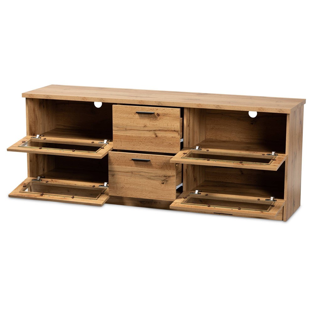 Photos - Mount/Stand Adelino Wood 2 Drawer TV Stand for TVs up to 55" Oak Brown/Black - Baxton