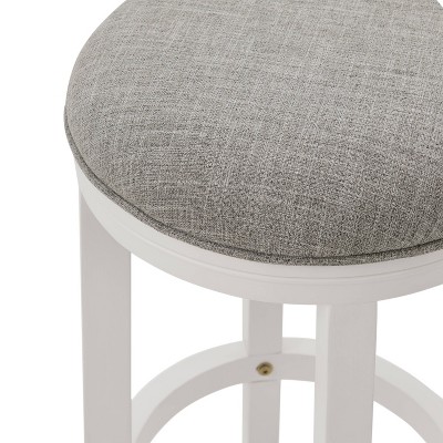 Natick 30" White Rubberwood Backless Bar Stools, Set of 2