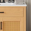 NicBex 36"Rattan Bathroom Vanity with Ceramic Sink,Chic Bathroom Sink Cabinet with Doors&1 Drawer,Freestanding Storage Cabinet with Basin - 3 of 4
