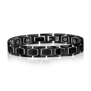 Metallo Polished Magnetic Link Tungsten Bracelet - Black Plated - Black - 9.25 Inch - 1 of 4