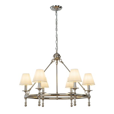 ALOADECOR 6-Light Classic Pendant Fixture Elegant Interior Lighting With White Shades For Dining Room Living Room