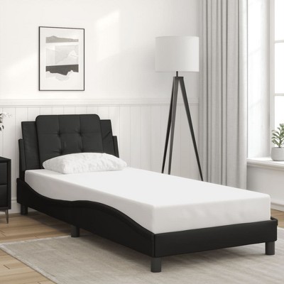 vidaXL Bed Frame without Mattress Black 39.4"x74.8" Faux Leather