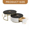 Modern Round Nesting Coffee Table Fluted with Drawer in 27.6" - Leovsnove - 3 of 4