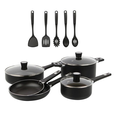 LunaLulink 13 Piece Nonstick Aluminum Alloy Cookware Set, Black