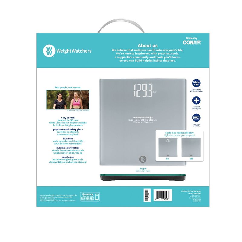 Hidden Display Scale with Extra Large Hidden LCD Display Gray - Weight Watchers, 3 of 7