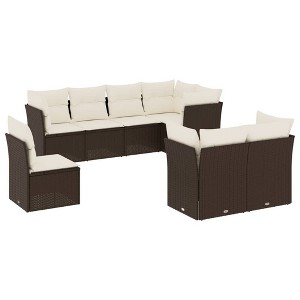 vidaXL Garden Sofa Set Brown, Cream white - 1 of 4