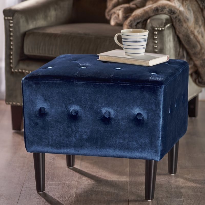 Esther Tufted Ottoman Navy Blue - Christopher Knight Home, 3 of 6