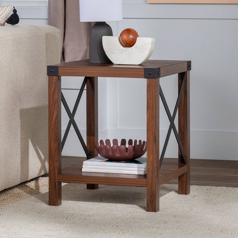 Sophie Rustic Industrial X Frame Side Table - Saracina Home, 3 of 15