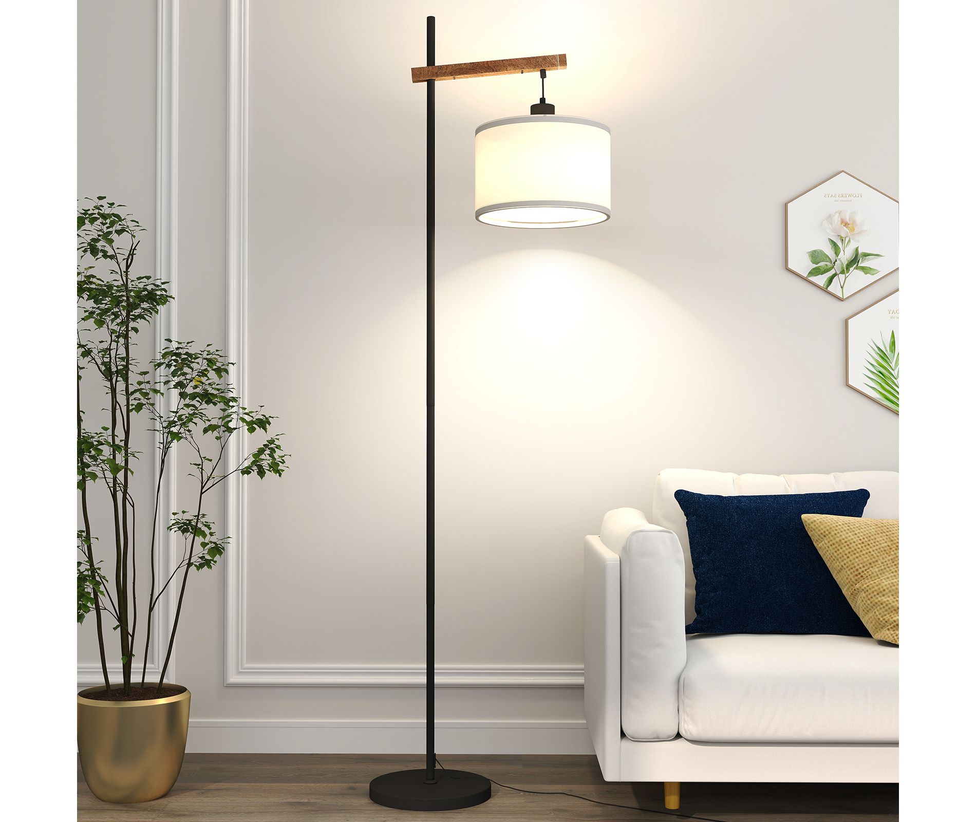 Racxily 63" Metal Arched Floor Lamp With Pedal Switch