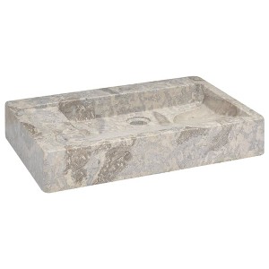 vidaXL Sink Gray 22.8 in.x15.4 in.x3.9 in. Marble - 1 of 4