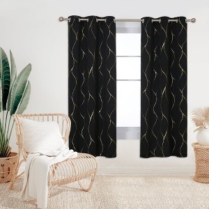 Deconovo Gold Line 52 Width Curtain Panel Pair (2 Panel) - 1 of 4