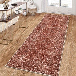 Coucheta Washable Runner Rug Non-Slip, Stain Resistant Soft Kitchen Bath Mat, Indoor Carpet for Hallway Bedroom Entryway, Multi-Color & Size - 1 of 4