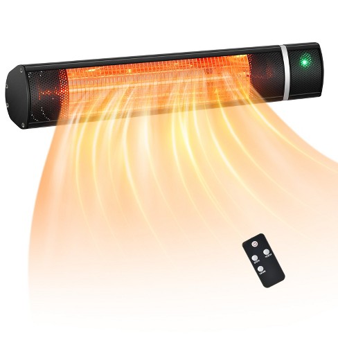 Costway Wall-mounted Patio Heater 750w/1500w Infrared Heater With 9-level  Adjustable 24h Timer u0026 Remote Control Black : Target