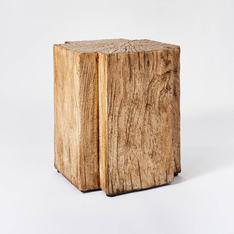 Indoor/Outdoor Faux Concrete Stump Accent Table Brown - Threshold&#8482; designed with Studio McGee, 1 of 13