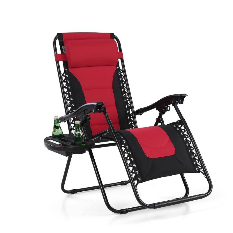 LaFuma Patio Zero Gravity Free Padded Seat Recliner with Cup Holder &#38; Alloy Steel Frame - Dark Red - Captiva Designs, 4 of 10