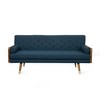 Adelaide Mid-Century Modern Tufted Sofa with Rolled Accent Pillows, Gold-Tipped Rubberwood Legs & Diamond Stitching - 3 of 4