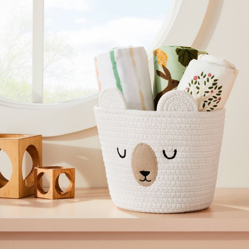 Small Tapered Round Coiled Rope Round Basket Sleepy Bear - Cloud Island&#8482;, 3 of 6