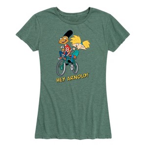 Women's - Hey Arnold! - Arnold and Gerald Bike Short Sleeve Graphic T-Shirt - 1 of 4