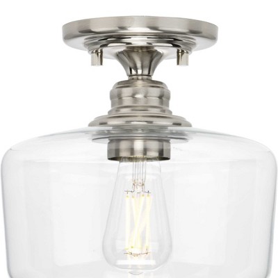 Aiken Brushed Nickel 9" Flush Mount with Clear Glass Shade