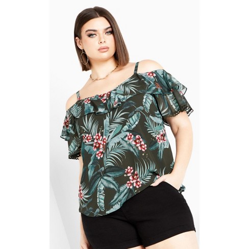 City Chic | Women's Plus Size Phoebe Print Top - Jungle - 12 Plus : Target