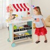 Costway Kids Ice Cream Cart Wooden Toddler Farmers Market Stand with Chalkboard & Storage White/Green - 4 of 4