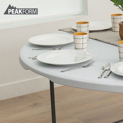 White Round Plastic Folding Banquet Table for 8